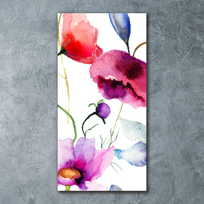 Quadro in vetro acrilico verticale Papaveri