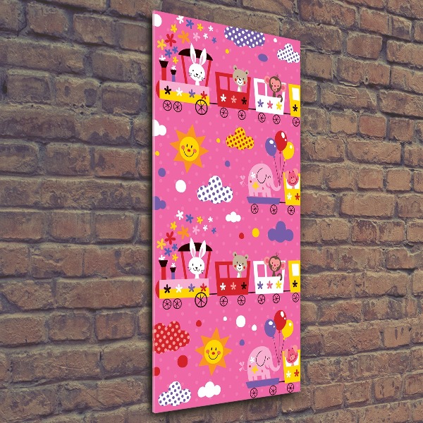 Quadro vetro acrilico verticale Treno Felice