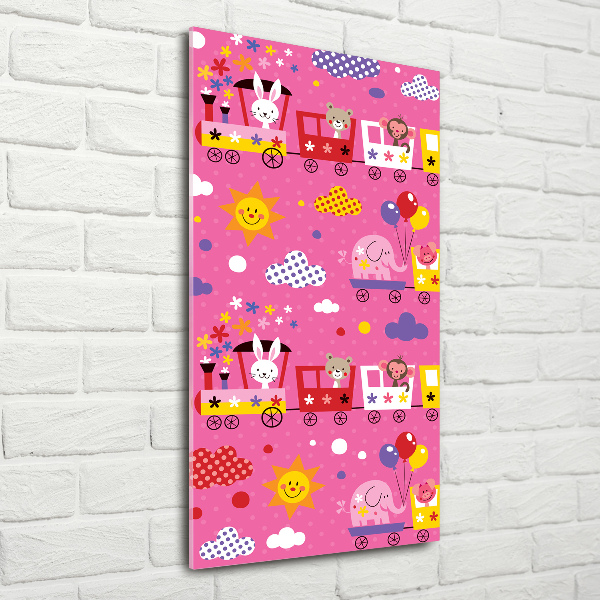 Quadro vetro acrilico verticale Treno Felice