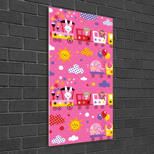 Quadro vetro acrilico verticale Treno Felice