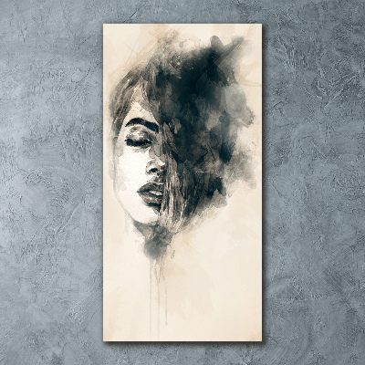 Quadro stampa su vetro acrilico verticale Donna astratta