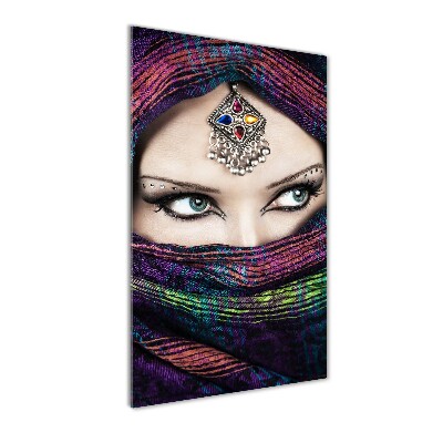 Quadro vetro acrilico verticale Donna indiana