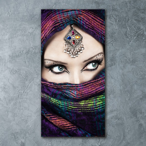 Quadro vetro acrilico verticale Donna indiana