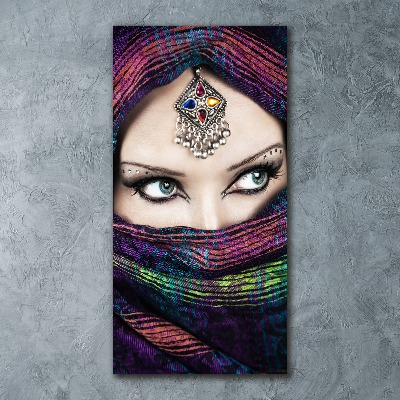 Quadro vetro acrilico verticale Donna indiana