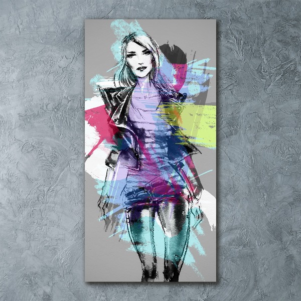 Quadro in vetro acrilico verticale Donna astratta