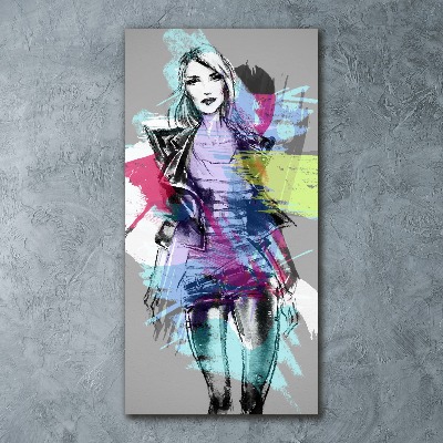 Quadro in vetro acrilico verticale Donna astratta