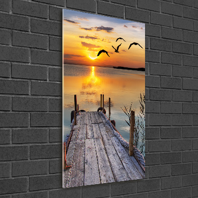 Quadro acrilico verticale Molo in legno