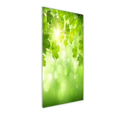 Quadro acrilico verticale Foglie verdi