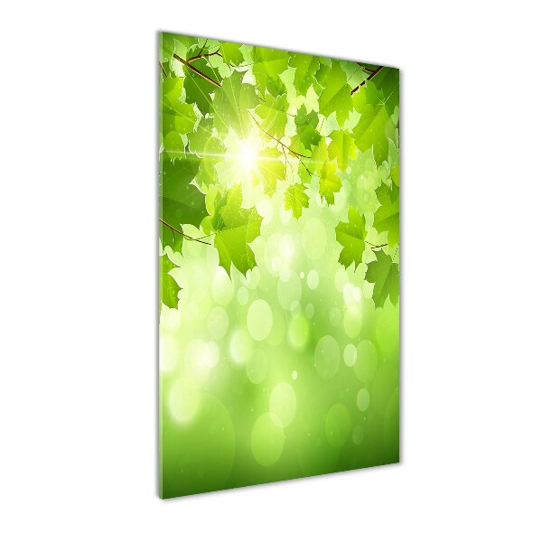 Quadro acrilico verticale Foglie verdi
