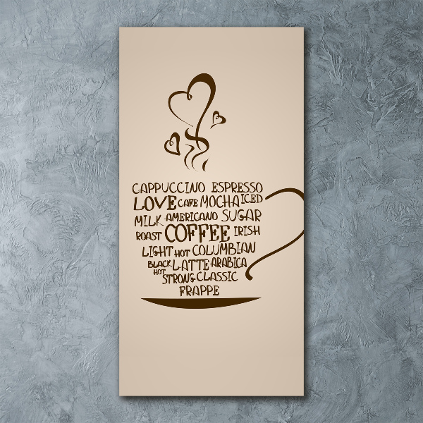 Quadro in vetro acrilico verticale Una tazza di caffè