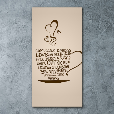 Quadro in vetro acrilico verticale Una tazza di caffè