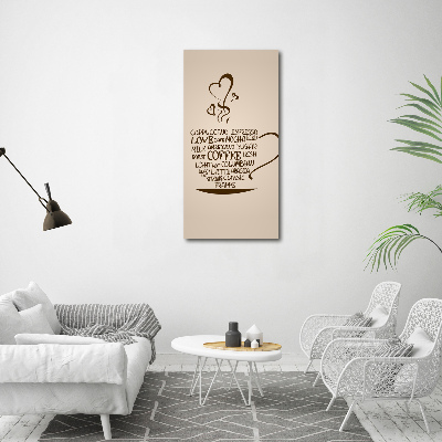 Quadro in vetro acrilico verticale Una tazza di caffè