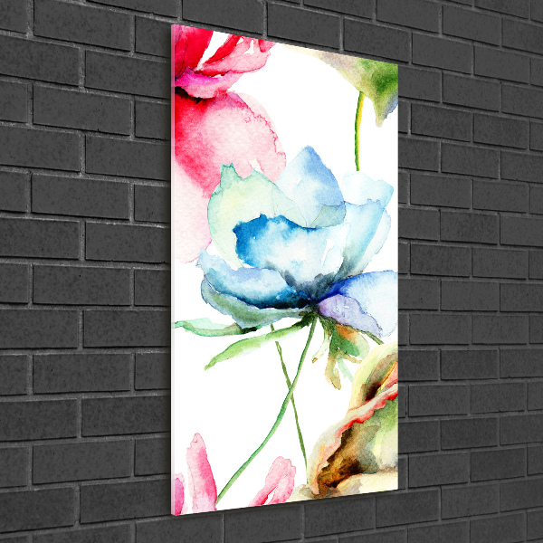 Quadro acrilico verticale Papaveri