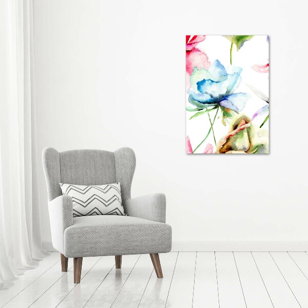 Quadro acrilico verticale Papaveri