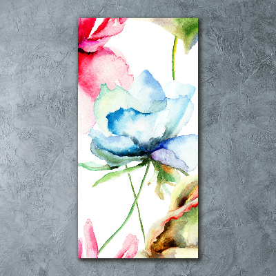 Quadro acrilico verticale Papaveri