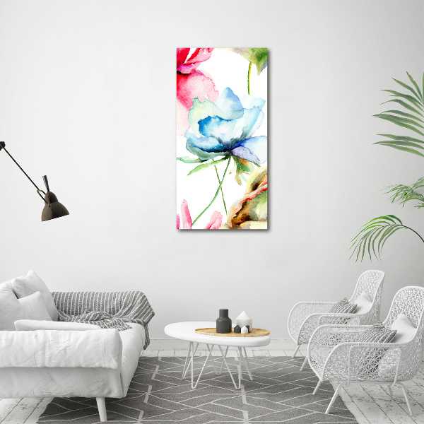 Quadro acrilico verticale Papaveri