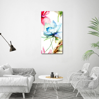 Quadro acrilico verticale Papaveri