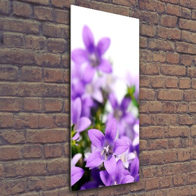 Quadro stampa su vetro acrilico verticale Campanelle viola