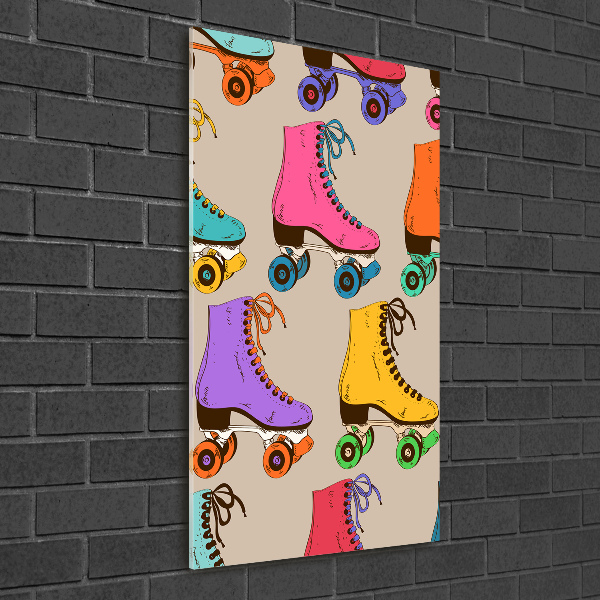 Quadro acrilico verticale Pattini a rotelle colorati