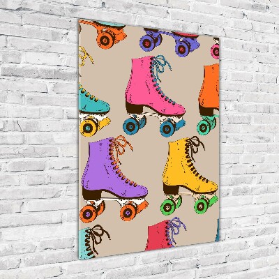 Quadro acrilico verticale Pattini a rotelle colorati