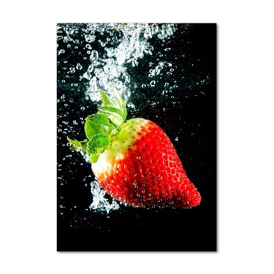 Quadro stampa su vetro acrilico verticale Fragola sott'acqua