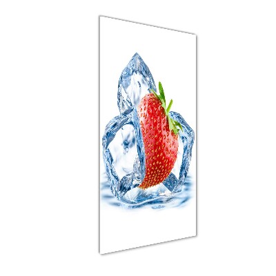 Quadro in vetro acrilico verticale Fragola e ghiaccio