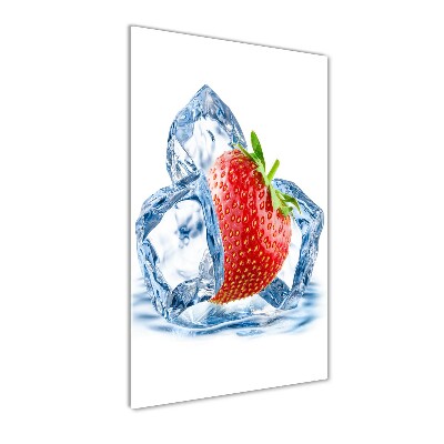 Quadro in vetro acrilico verticale Fragola e ghiaccio
