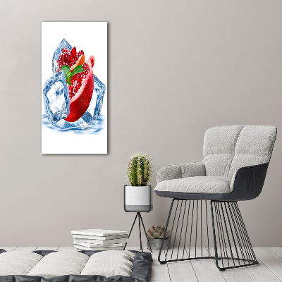 Quadro acrilico verticale Melograno e ghiaccio