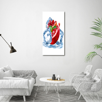 Quadro acrilico verticale Melograno e ghiaccio