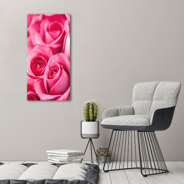 Quadro acrilico verticale Rose rosa