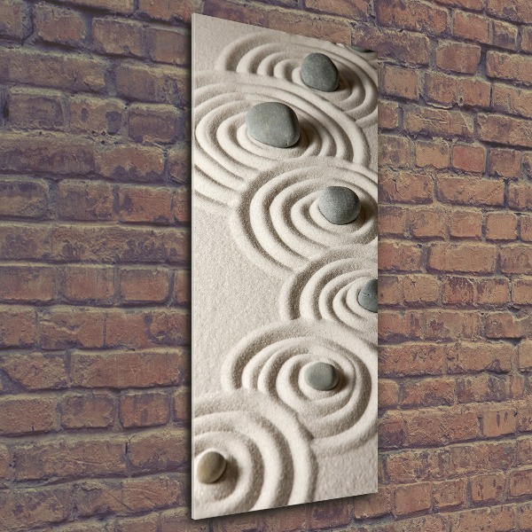 Quadro in vetro acrilico verticale Pietre nella sabbia