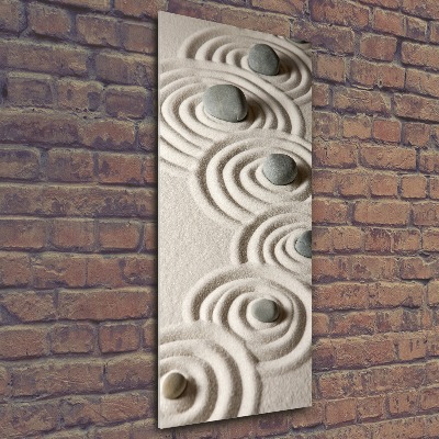 Quadro in vetro acrilico verticale Pietre nella sabbia