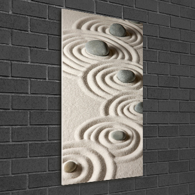 Quadro in vetro acrilico verticale Pietre nella sabbia