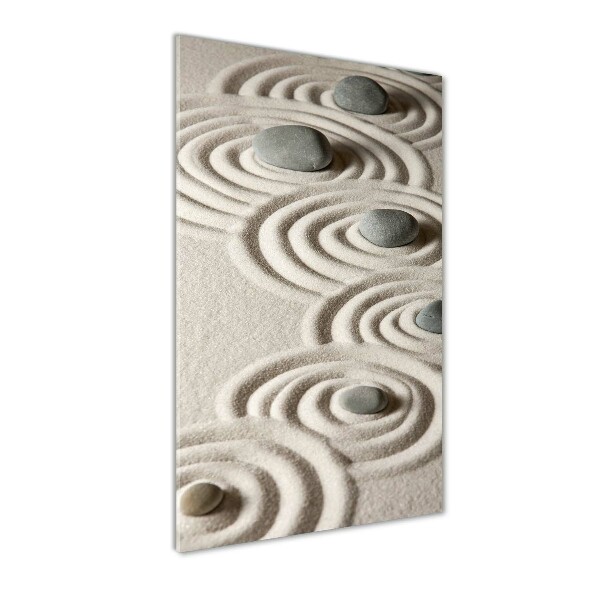 Quadro in vetro acrilico verticale Pietre nella sabbia