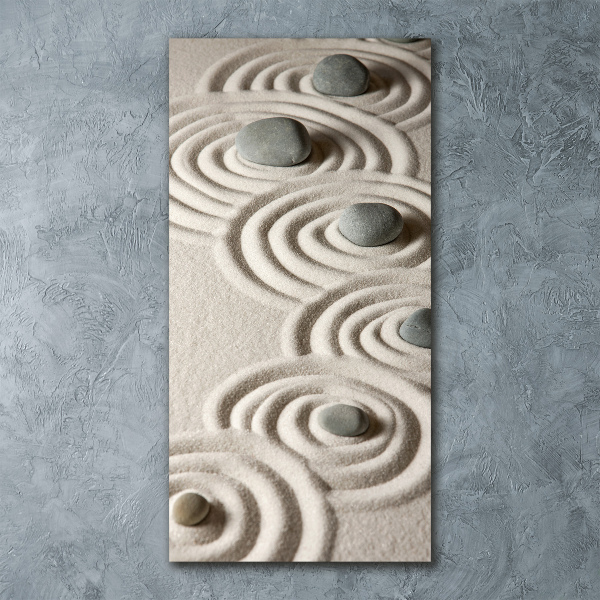 Quadro in vetro acrilico verticale Pietre nella sabbia