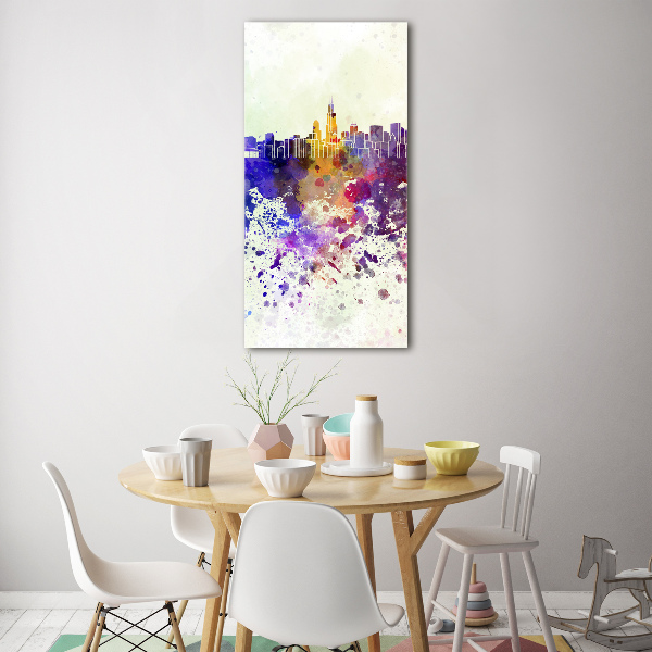 Quadro vetro acrilico verticale Chicago colorata