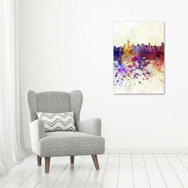 Quadro vetro acrilico verticale Chicago colorata
