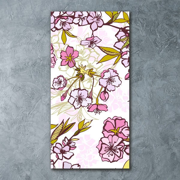 Quadro stampa su vetro acrilico verticale Fiori di ciliegio