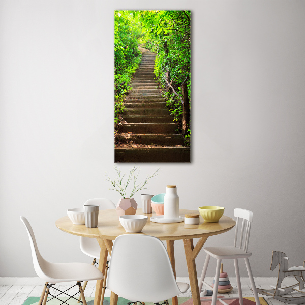 Quadro vetro acrilico verticale Scale che conducono alla foresta
