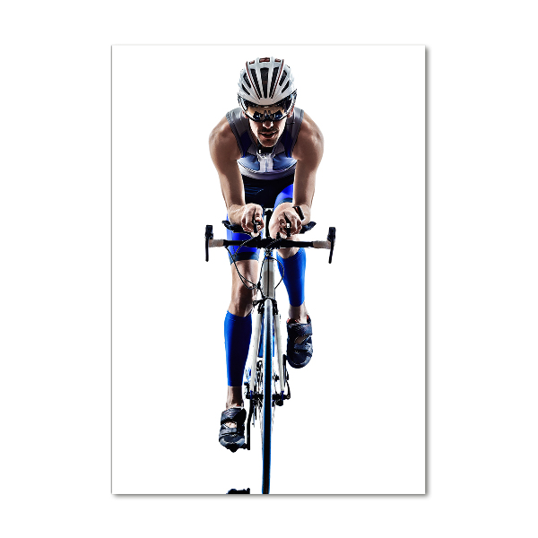 Quadro in vetro acrilico verticale Ciclista