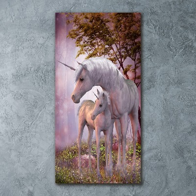 Quadro in vetro acrilico verticale Unicorni