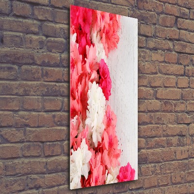 Quadro vetro acrilico verticale Fiori sul legno