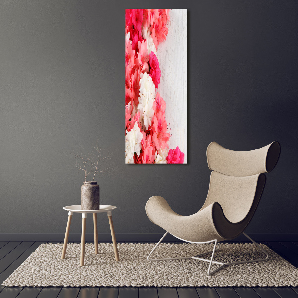 Quadro vetro acrilico verticale Fiori sul legno