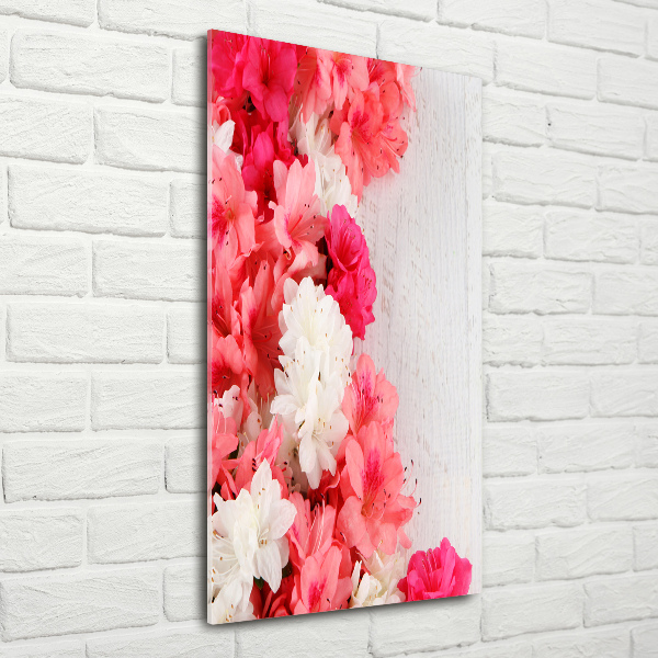 Quadro vetro acrilico verticale Fiori sul legno