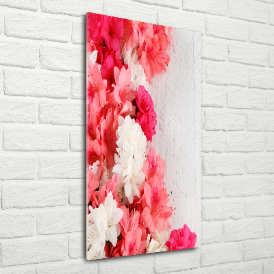 Quadro vetro acrilico verticale Fiori sul legno