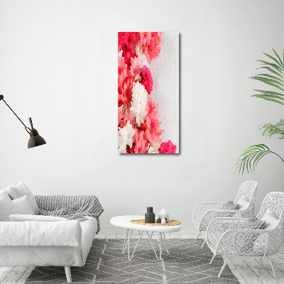 Quadro vetro acrilico verticale Fiori sul legno