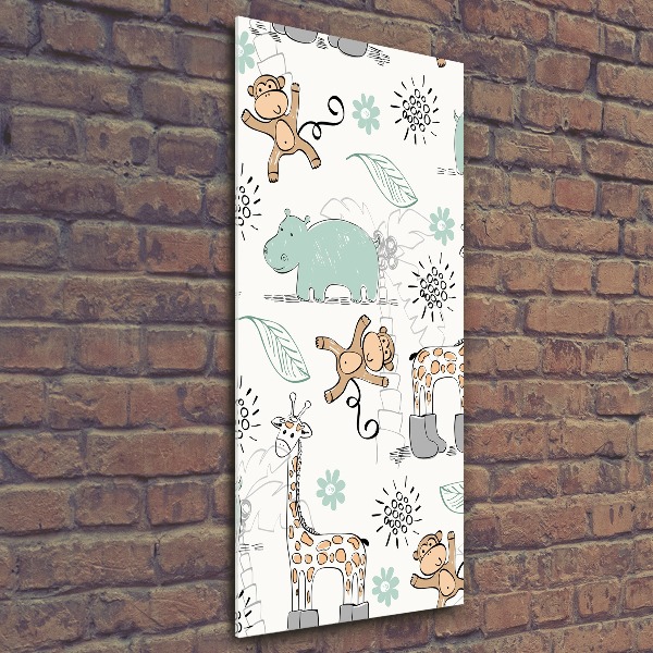 Quadro acrilico verticale Animali dell'Africa