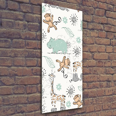 Quadro acrilico verticale Animali dell'Africa