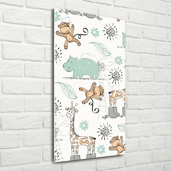 Quadro acrilico verticale Animali dell'Africa
