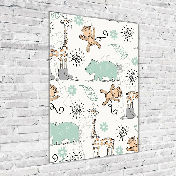Quadro acrilico verticale Animali dell'Africa